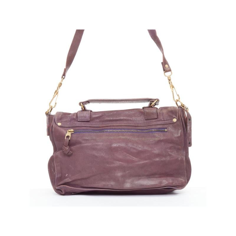 PROENZA SCHOULER PS1 Medium purple leather gold hardware flap satchel bag Pour femmes en vente