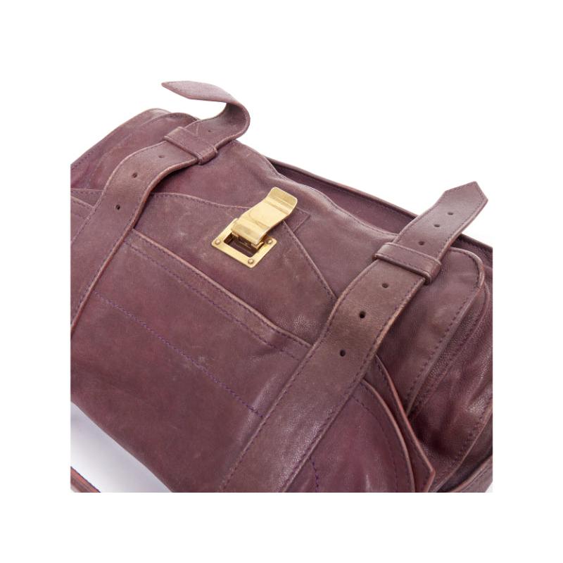 PROENZA SCHOULER PS1 Medium purple leather gold hardware flap satchel bag en vente 2