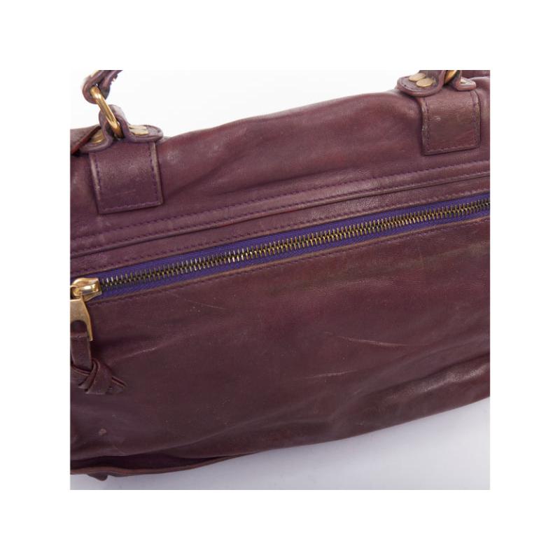 PROENZA SCHOULER PS1 Medium purple leather gold hardware flap satchel bag en vente 4