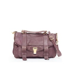 PROENZA SCHOULER PS1 Medium purple leather gold hardware flap satchel bag