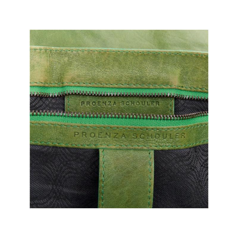 PROENZA SCHOULER PS1 moss green leather gold hardware satchel crossbody bag in vendita 6