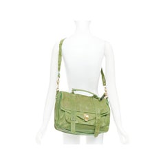 PROENZA SCHOULER PS1 moss green leather gold hardware satchel crossbody bag