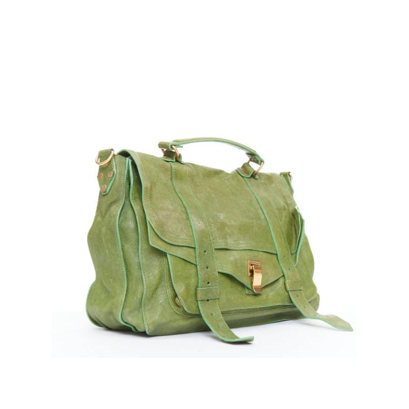 Marrone PROENZA SCHOULER PS1 moss green leather gold hardware satchel crossbody bag in vendita