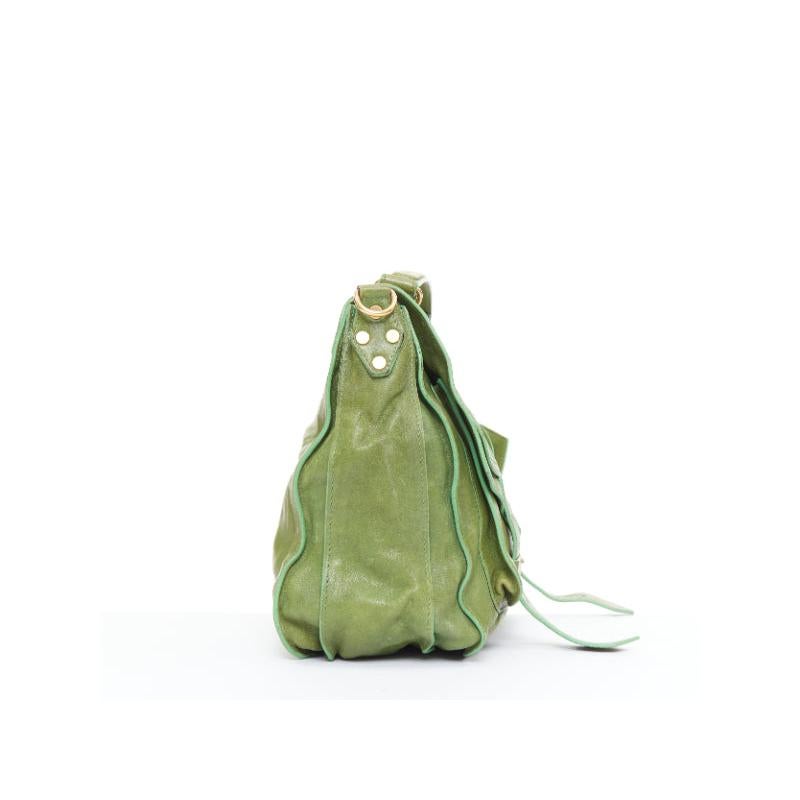 PROENZA SCHOULER PS1 moss green leather gold hardware satchel crossbody bag In condizioni discrete in vendita a Hong Kong, NT