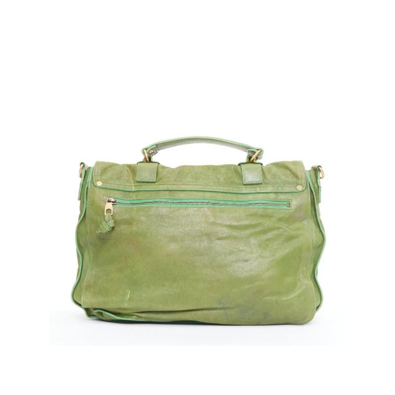 Donna PROENZA SCHOULER PS1 moss green leather gold hardware satchel crossbody bag in vendita