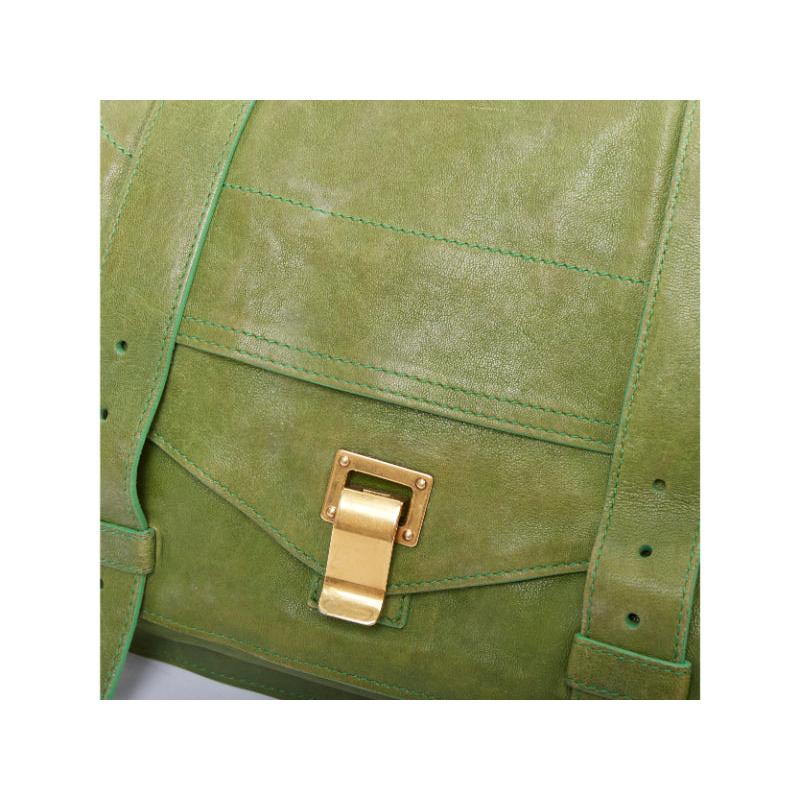 PROENZA SCHOULER PS1 moss green leather gold hardware satchel crossbody bag in vendita 2