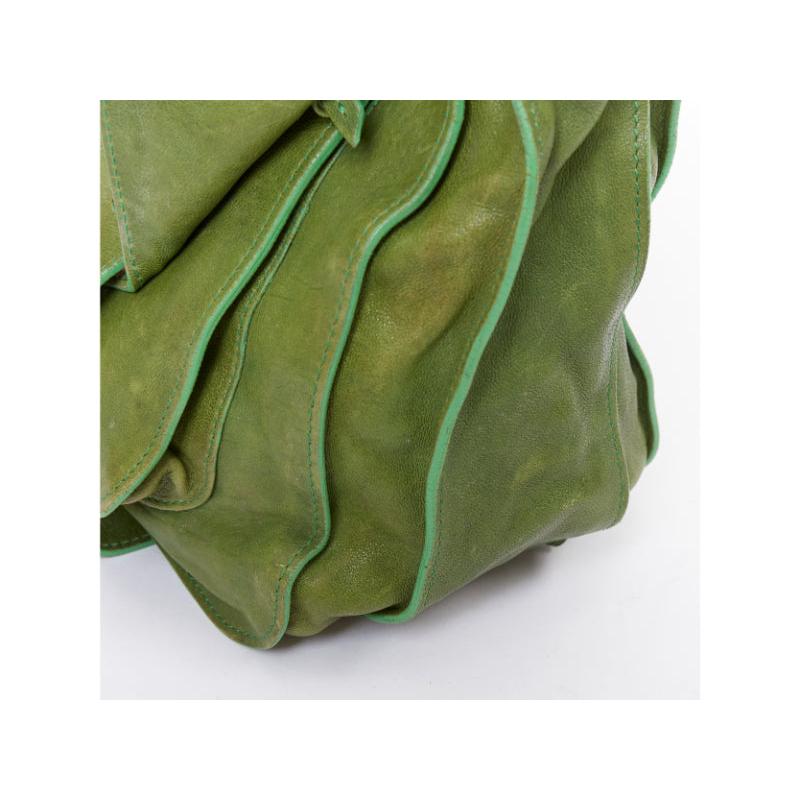 PROENZA SCHOULER PS1 moss green leather gold hardware satchel crossbody bag in vendita 3