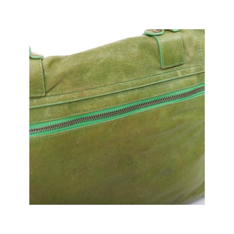 PROENZA SCHOULER PS1 moss green leather gold hardware satchel crossbody bag in vendita 4