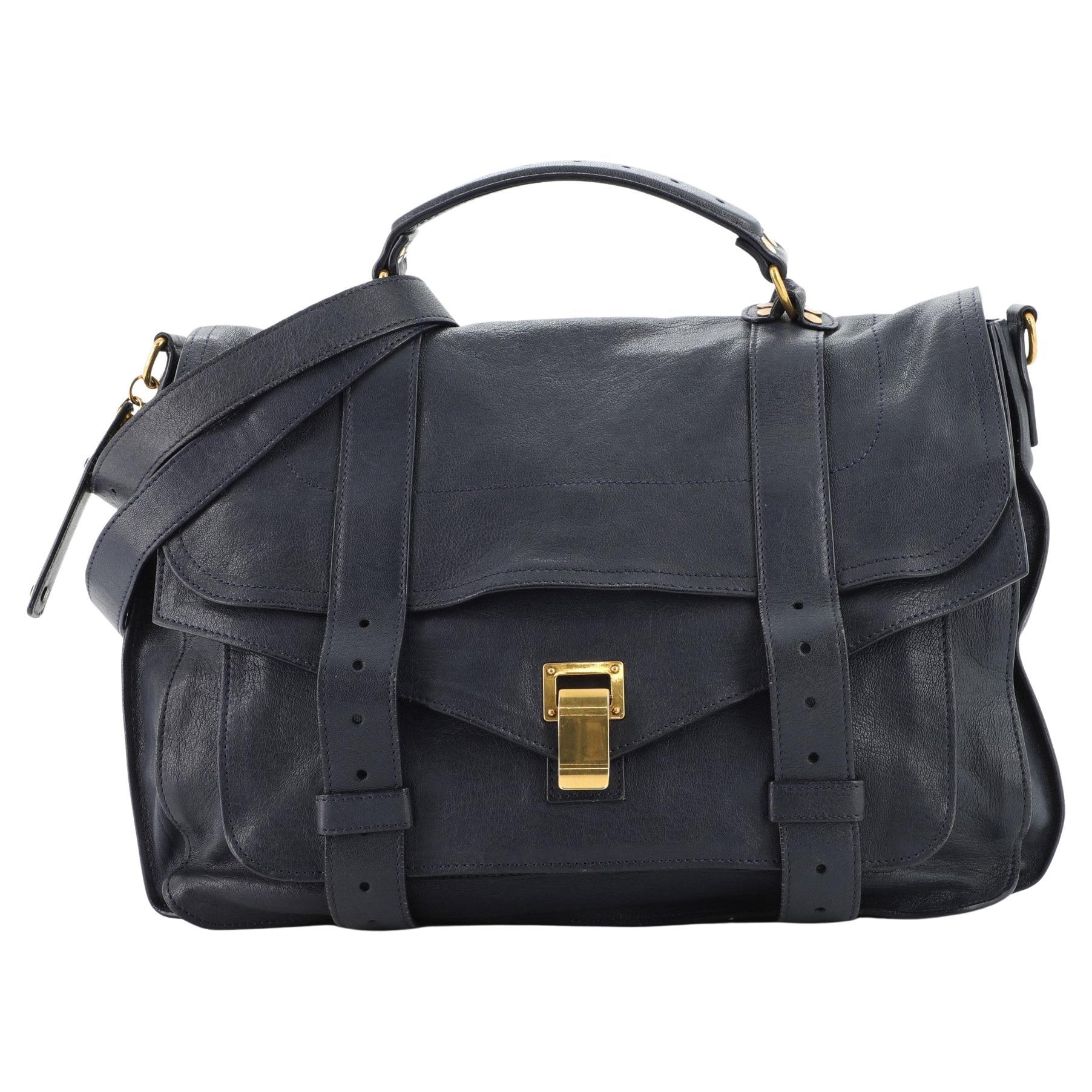 Proenza Schouler Black Leather Large PS1 Top Handle Bag For Sale at 1stDibs