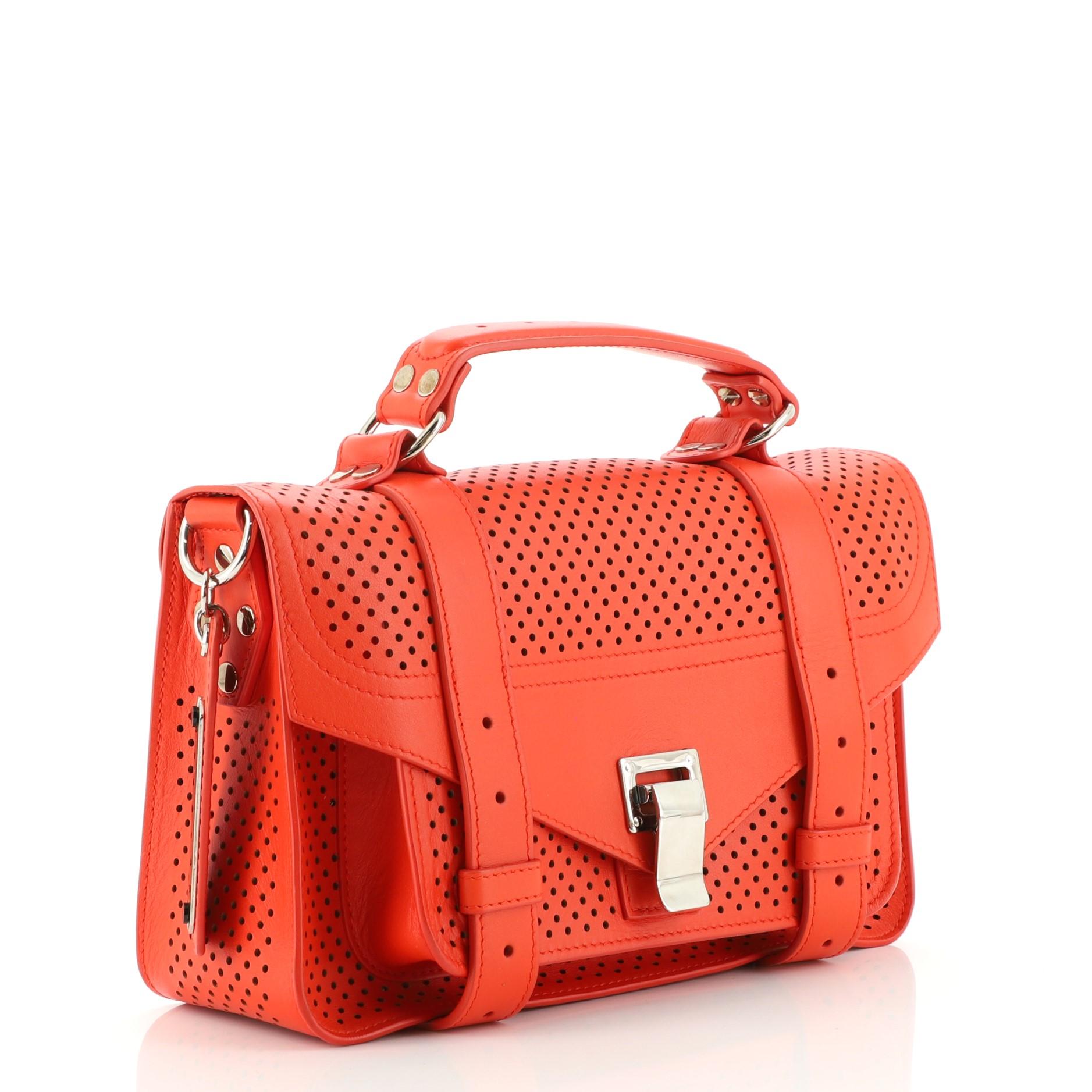 Zinnfarbene Perforierte Ledertasche von Proenza Schouler PS1 (Rot)
