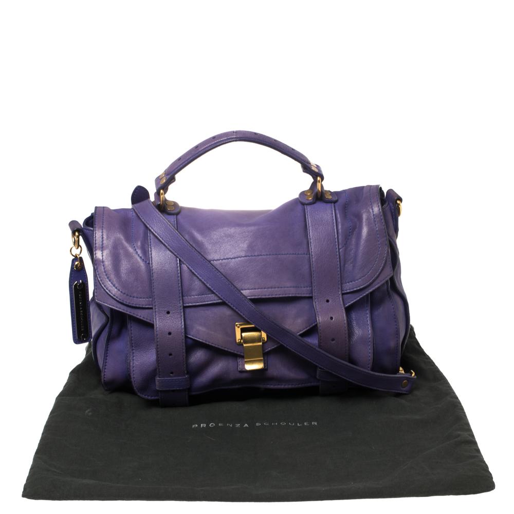 Proenza Schouler Purple Leather Large PS1 Top Handle Bag 9