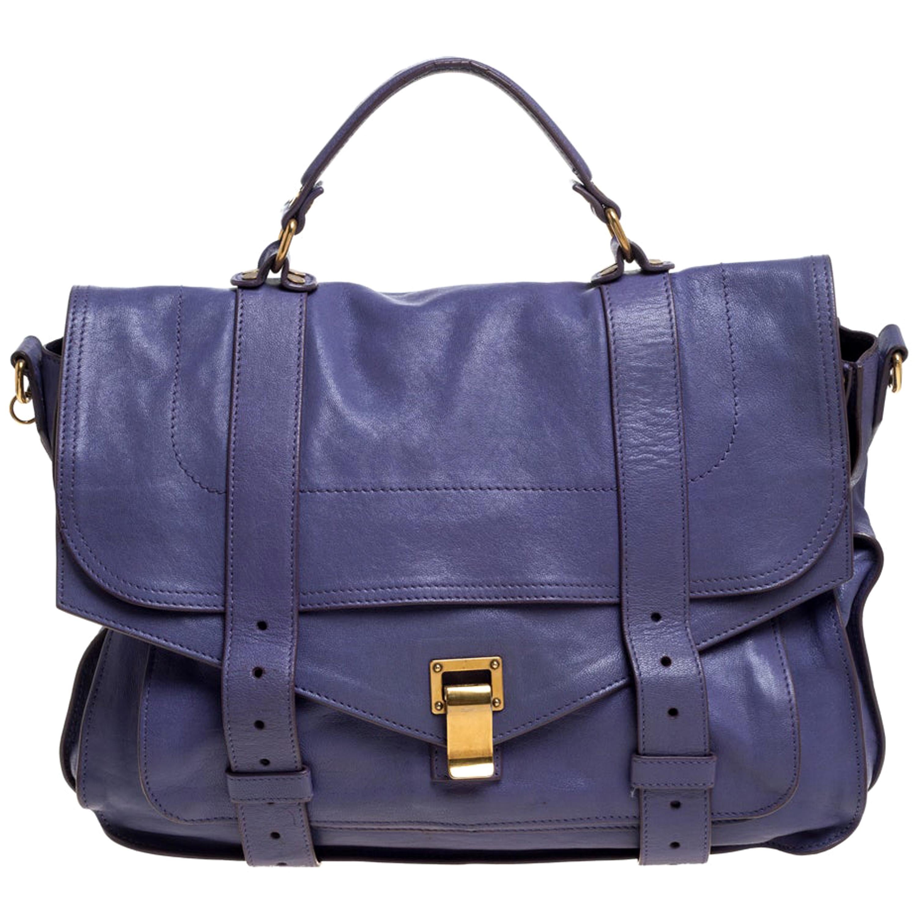 Proenza Schouler Purple Leather Large PS1 Top Handle Bag