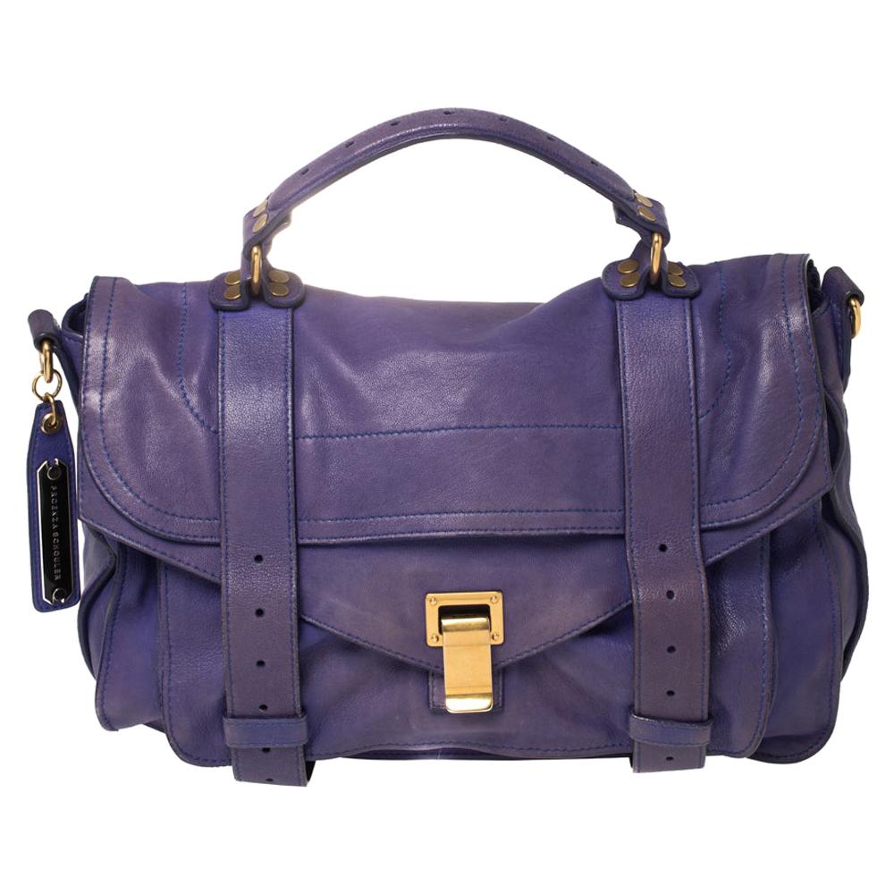 Proenza Schouler Purple Leather Large PS1 Top Handle Bag