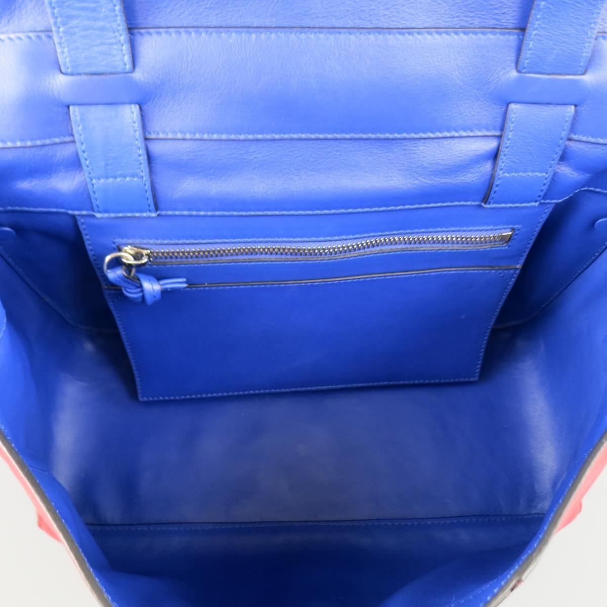 PROENZA SCHOULER Red & Blue Color Block Leather Shoulder Bag 7