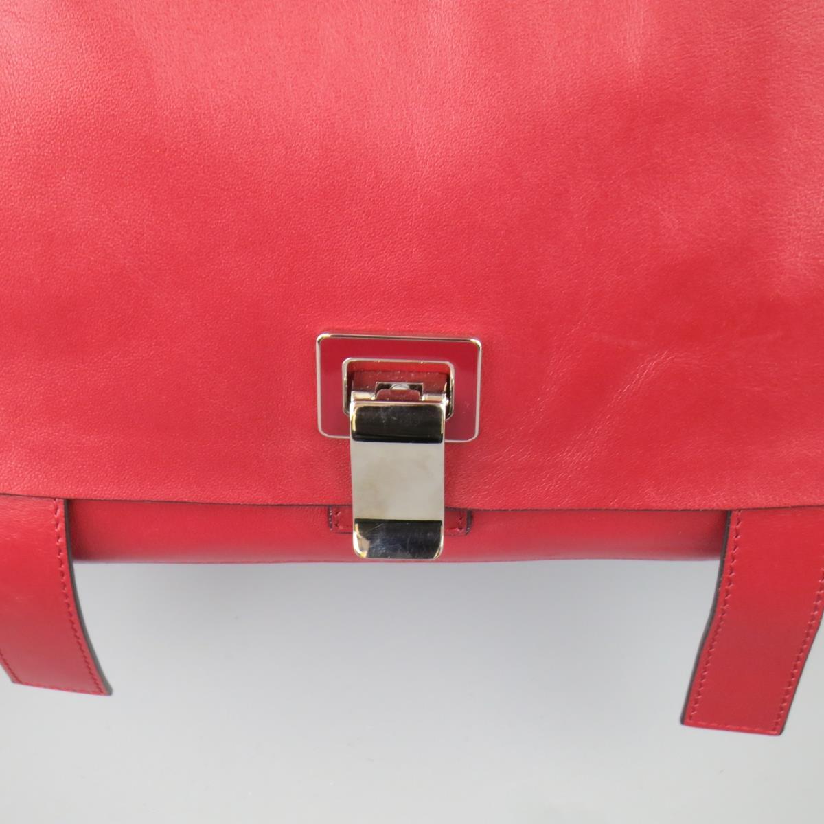 PROENZA SCHOULER Red & Blue Color Block Leather Shoulder Bag In Good Condition For Sale In San Francisco, CA