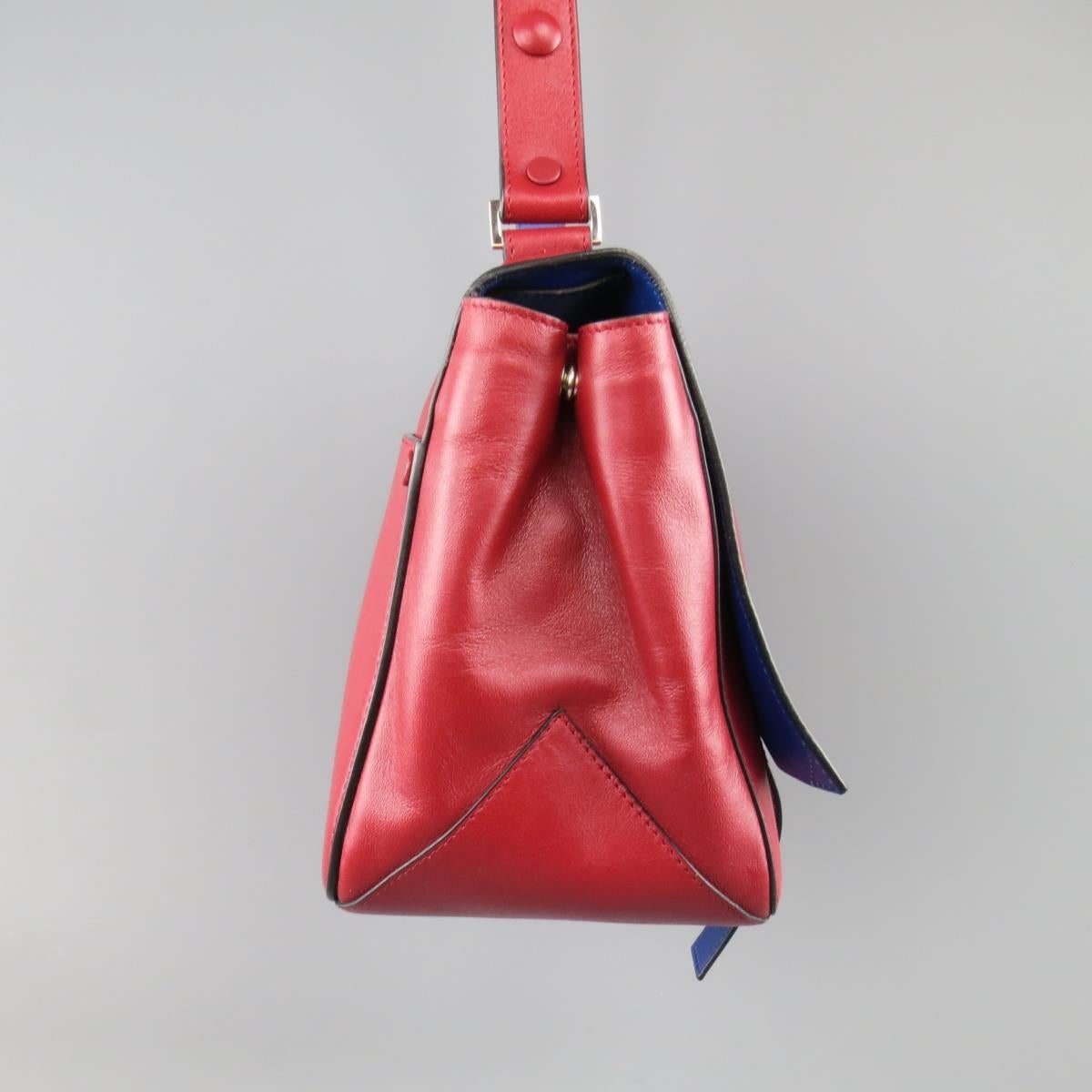 Women's PROENZA SCHOULER Red & Blue Color Block Leather Shoulder Bag