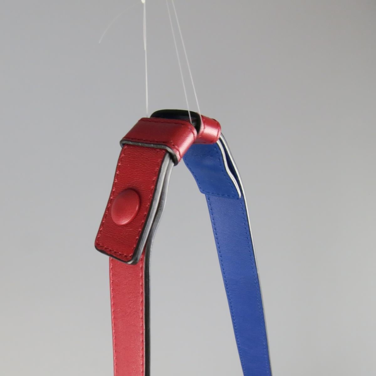PROENZA SCHOULER Red & Blue Color Block Leather Shoulder Bag For Sale 2