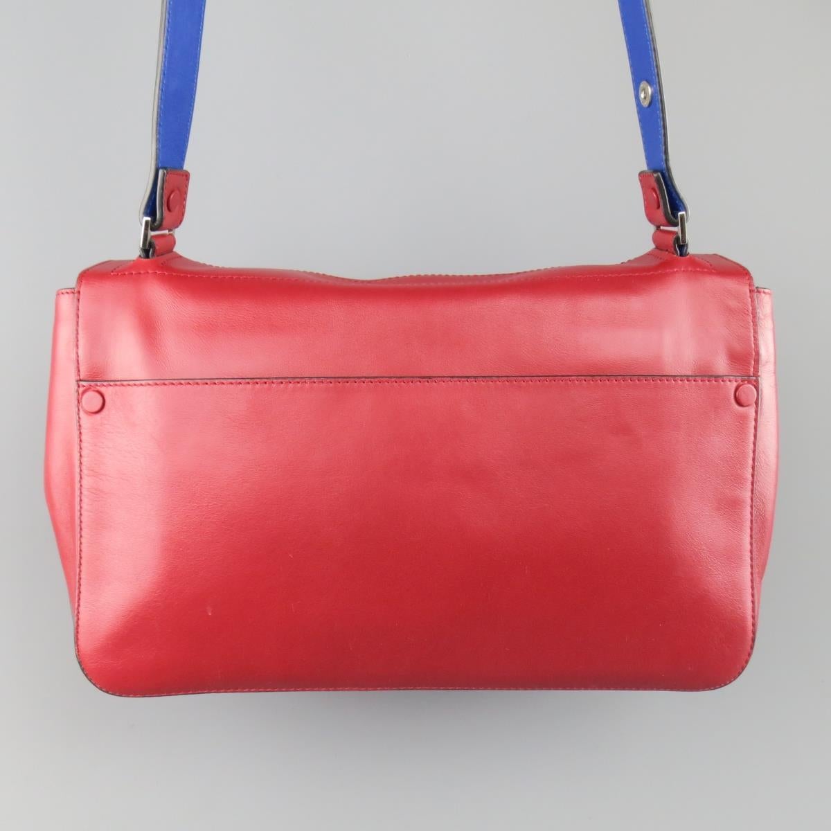PROENZA SCHOULER Red & Blue Color Block Leather Shoulder Bag 3