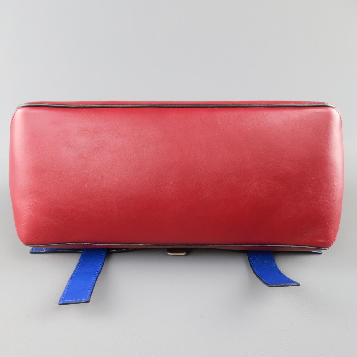 PROENZA SCHOULER Red & Blue Color Block Leather Shoulder Bag For Sale 4