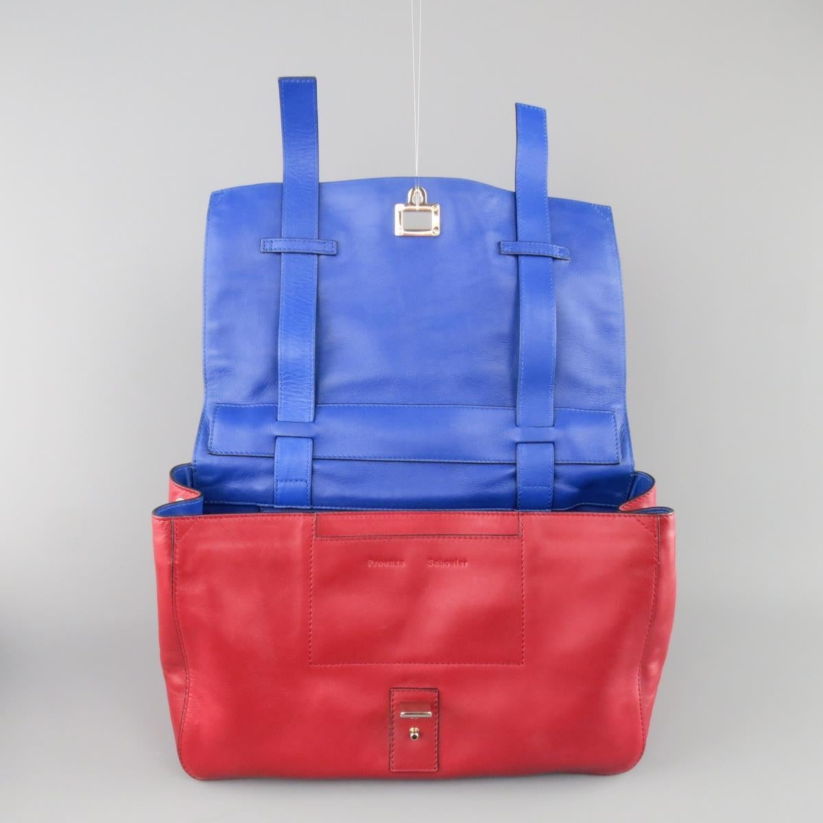 PROENZA SCHOULER Red & Blue Color Block Leather Shoulder Bag For Sale 5