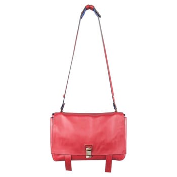 PROENZA SCHOULER Red & Blue Color Block Leather Shoulder Bag
