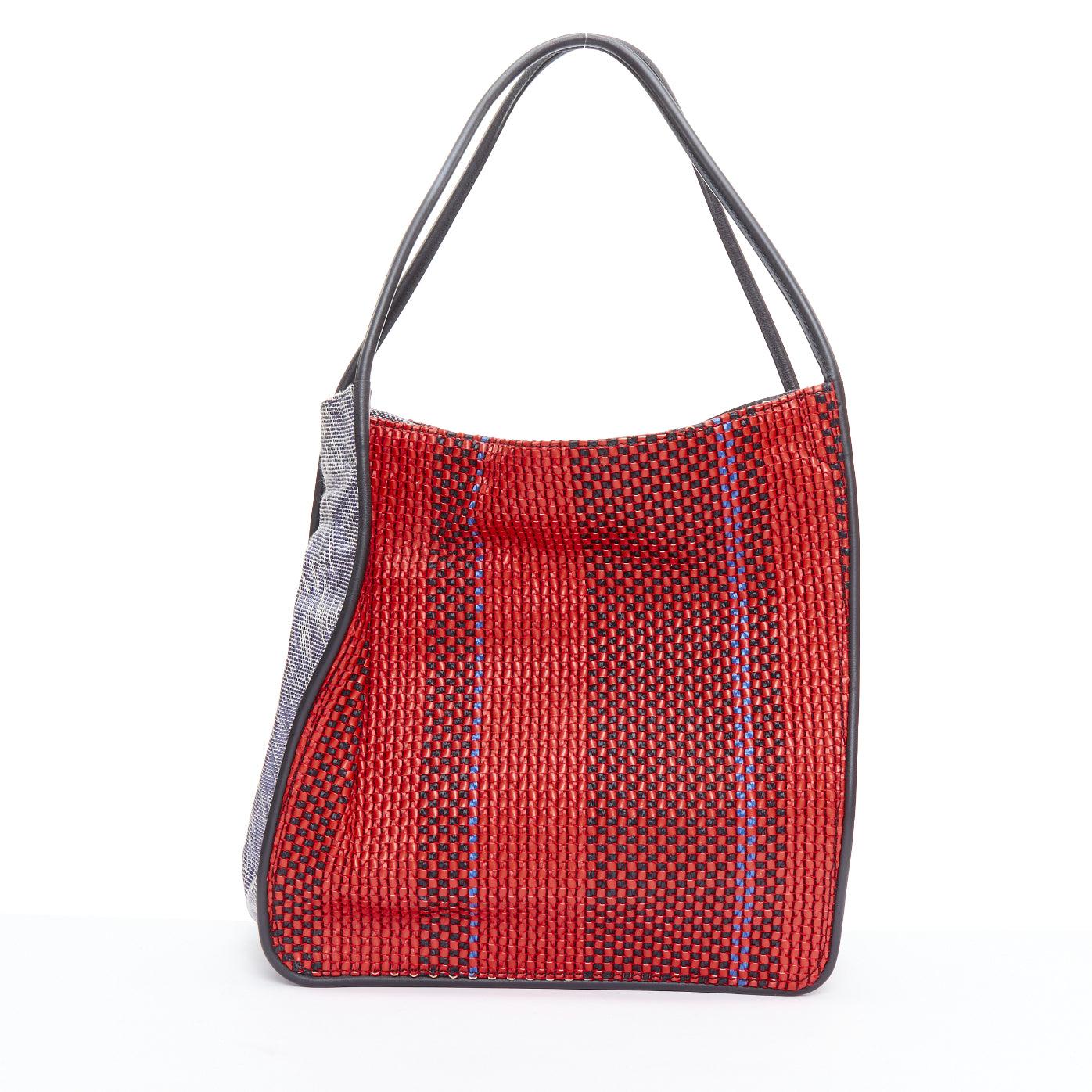 Women's PROENZA SCHOULER red raffia leather trim mixed woven XL tote bag