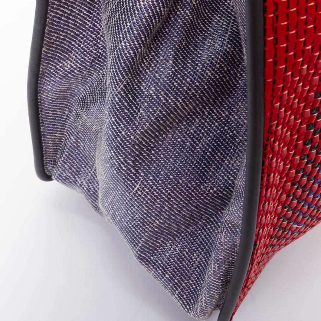 PROENZA SCHOULER red raffia leather trim mixed woven XL tote bag 3