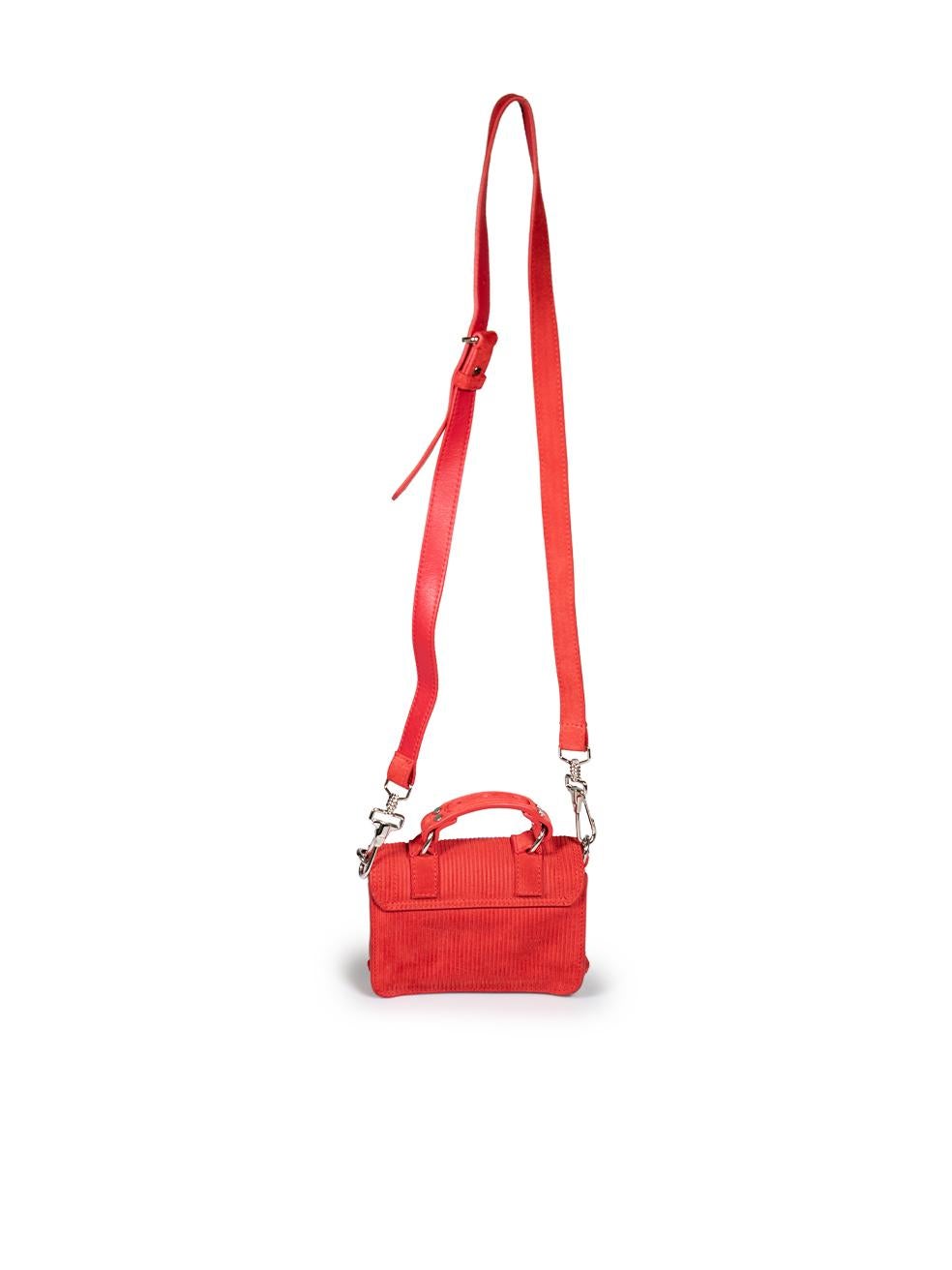 Proenza Schouler Red Suede Corduroy PS1 Micro Bag In Good Condition In London, GB