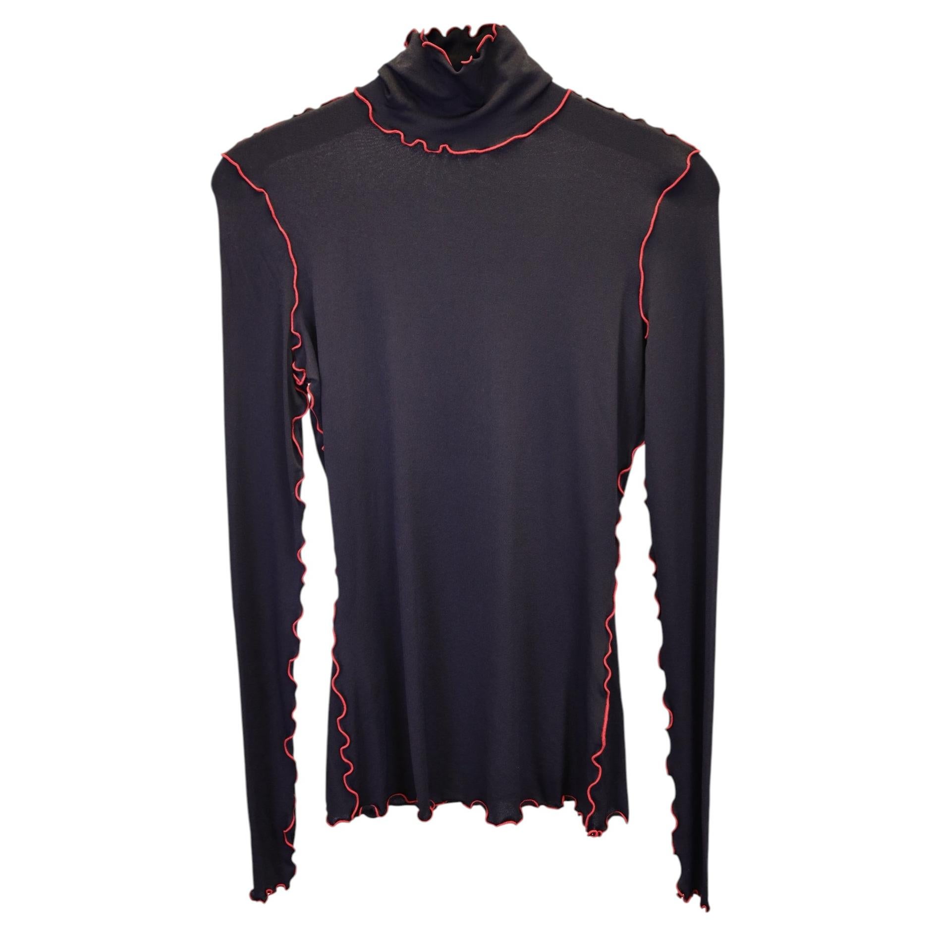 Jersey de cuello alto con volantes de Proenza Schouler, en viscosa negra en venta