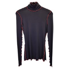 Proenza Schouler Ruffle Trim Turtleneck in Black Viscose