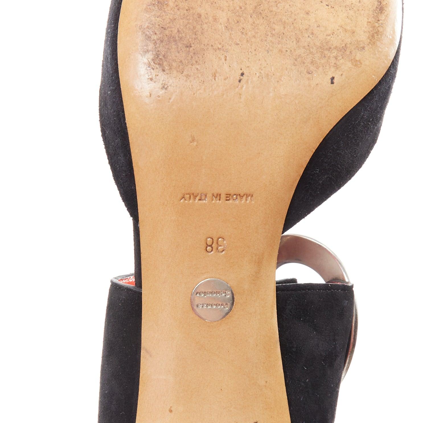 Bombas PROENZA SCHOULER Runway de ante negro y piel plateada con facetas EU38 en venta 5