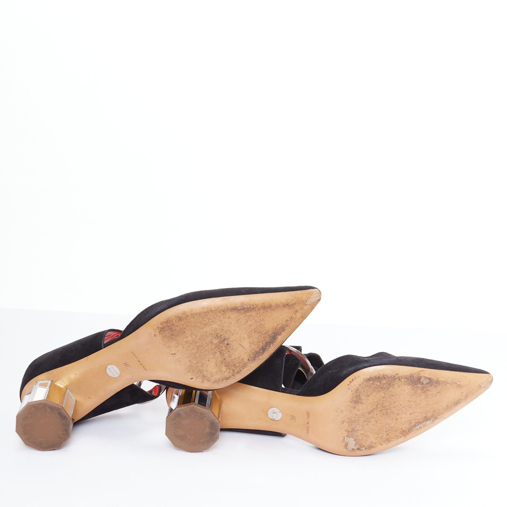 Bombas PROENZA SCHOULER Runway de ante negro y piel plateada con facetas EU38 en venta 6