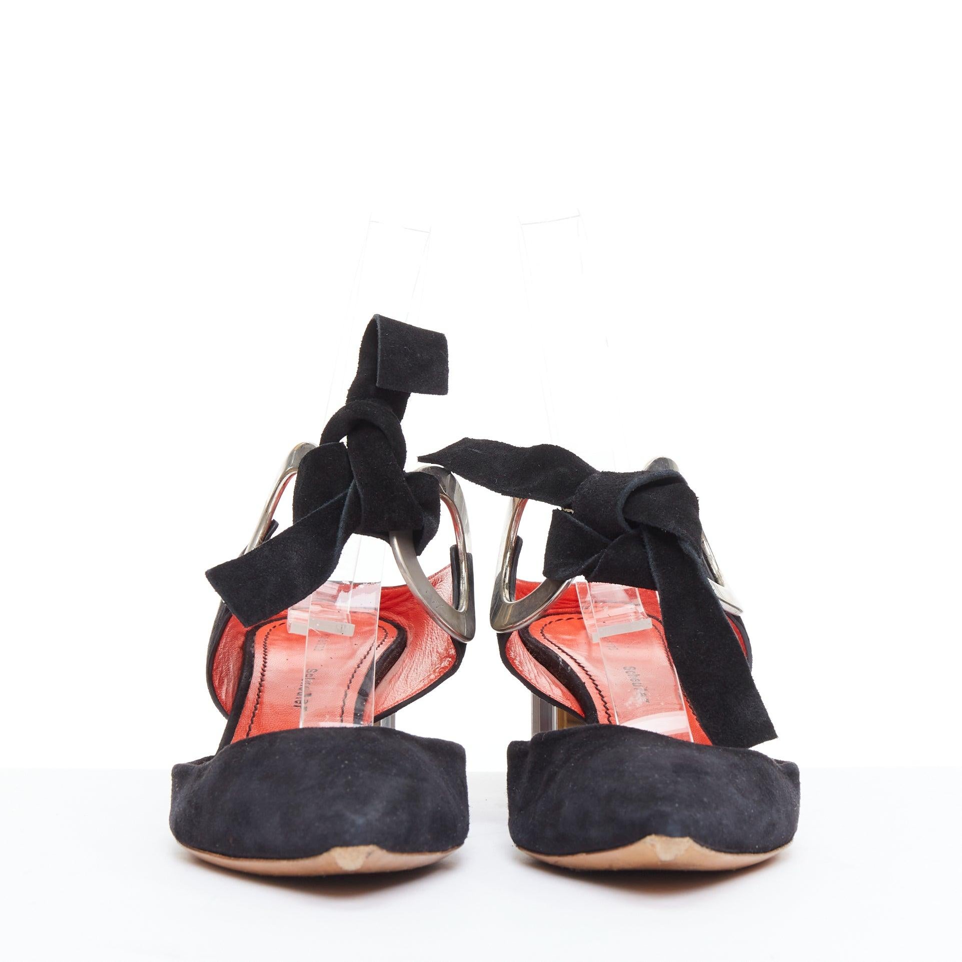Bombas PROENZA SCHOULER Runway de ante negro y piel plateada con facetas EU38 Negro en venta