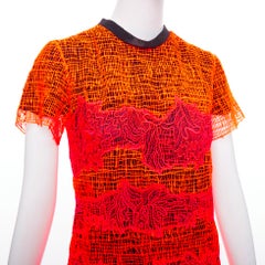 PROENZA SCHOULER Runway orange lace silk lined mini dress US4 S