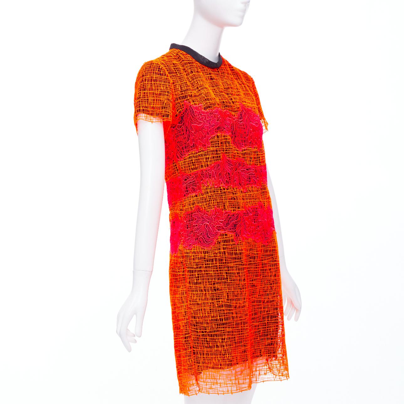 Red PROENZA SCHOULER Runway orange lace silk lined mini dress US4 S