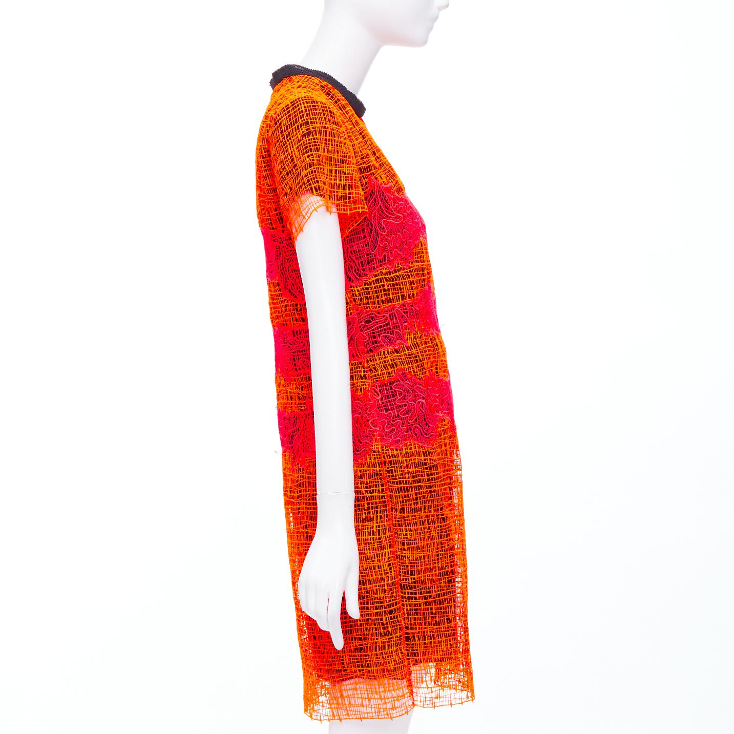PROENZA SCHOULER Runway orange lace silk lined mini dress US4 S In Good Condition In Hong Kong, NT