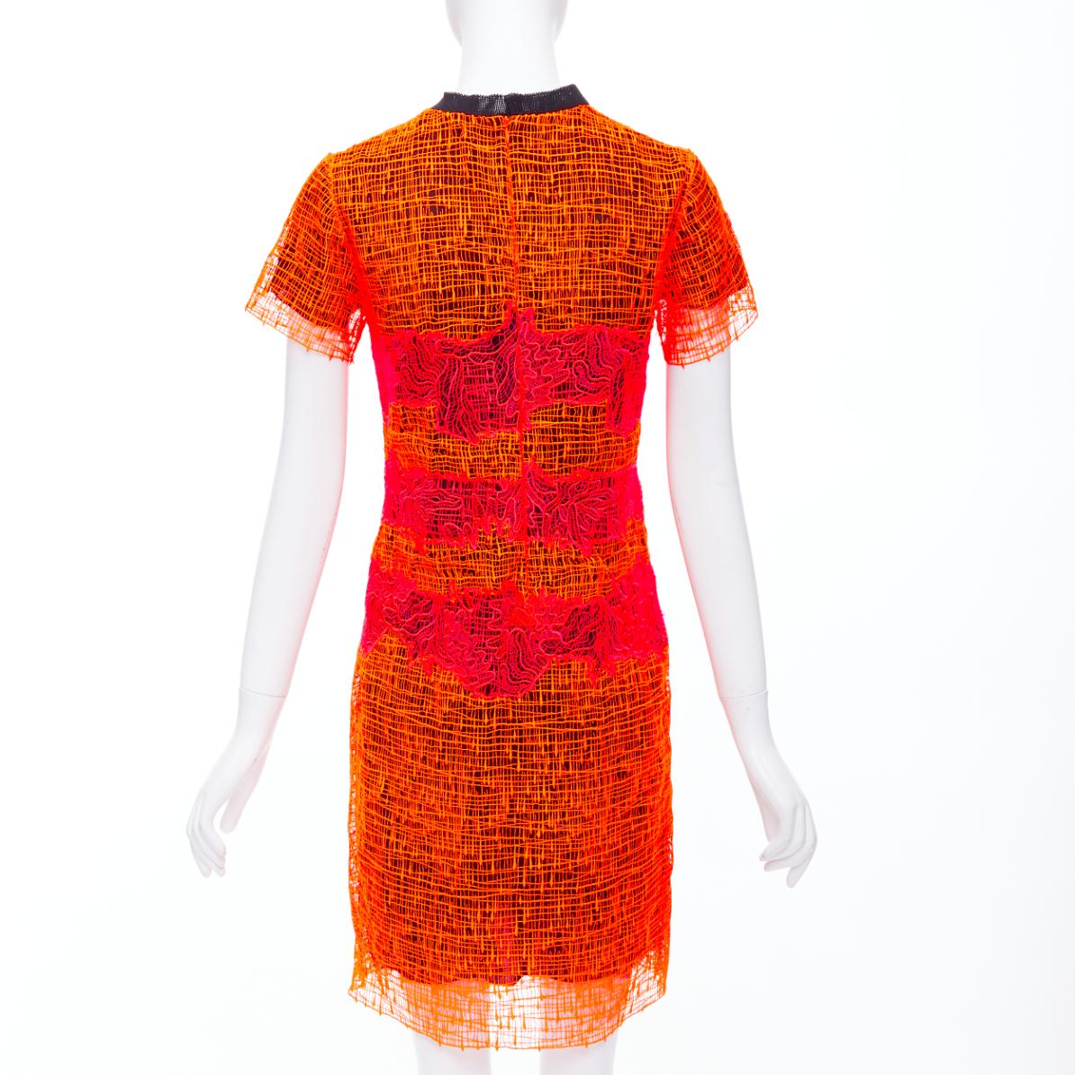 Women's PROENZA SCHOULER Runway orange lace silk lined mini dress US4 S