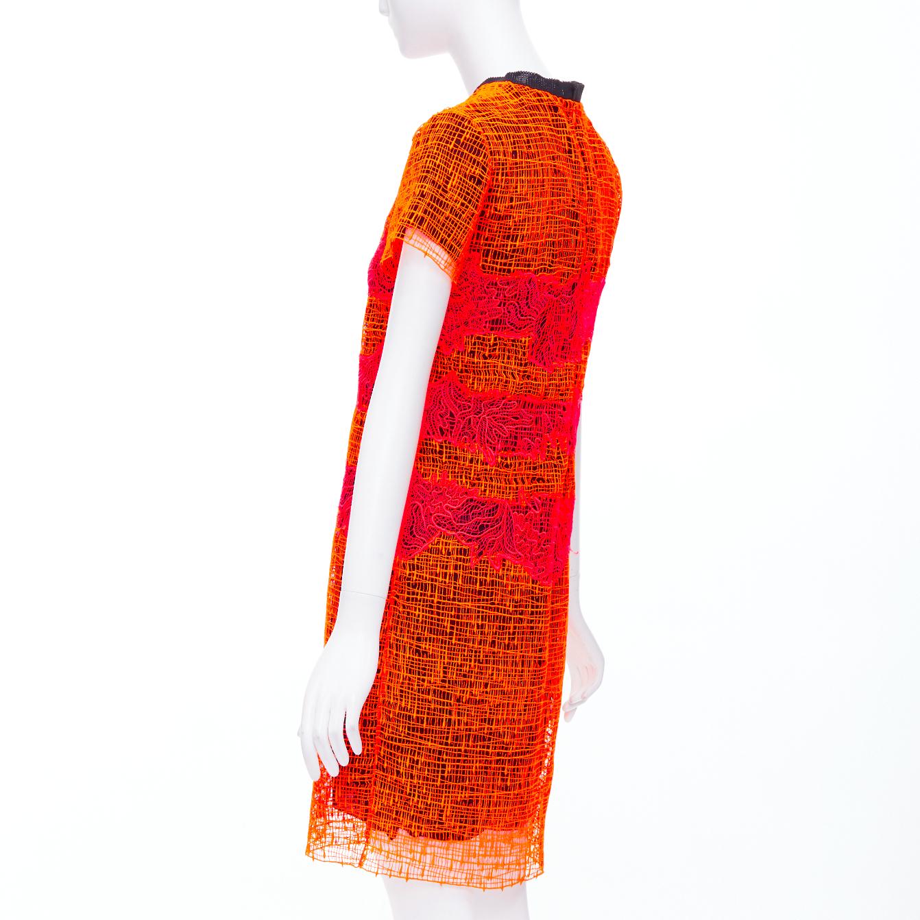 PROENZA SCHOULER Runway orange lace silk lined mini dress US4 S 1