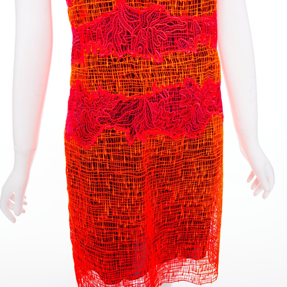 PROENZA SCHOULER Runway orange lace silk lined mini dress US4 S 2