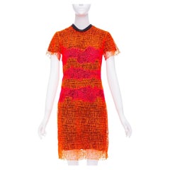 PROENZA SCHOULER Runway orange lace silk lined mini dress US4 S
