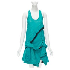 Proenza Schouler: abito con fibbia sportif in pelle blu verde acqua con volant