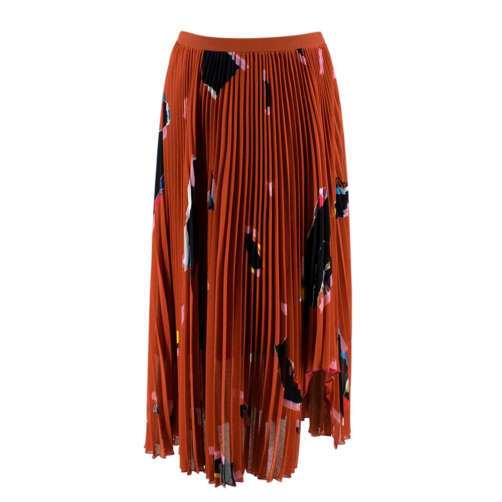 Proenza Schouler Rust Graphic Print Pleated Skirt - Size US 6 For Sale