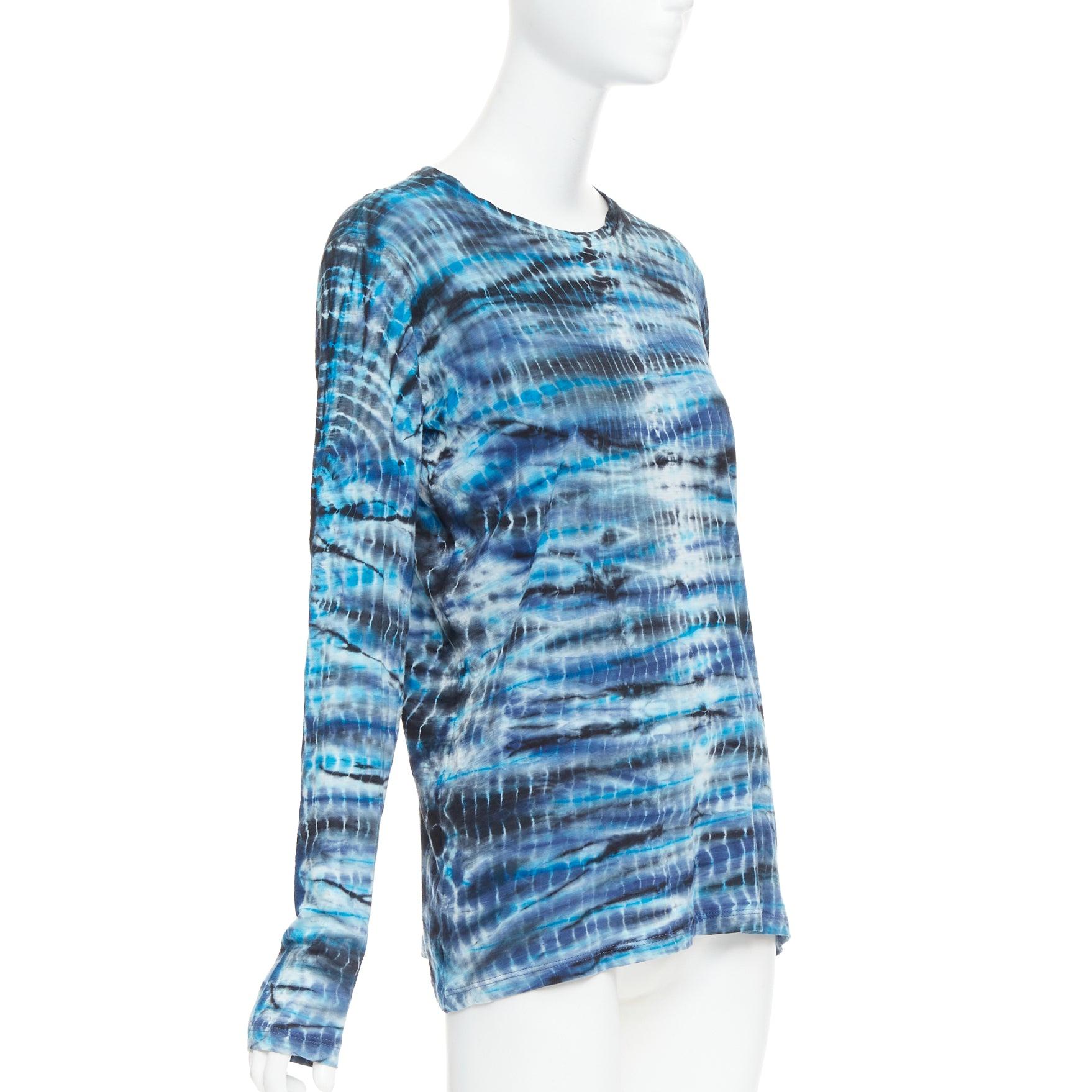 Blue PROENZA SCHOULER Signature blue tie dye cotton long sleeve crew top M For Sale