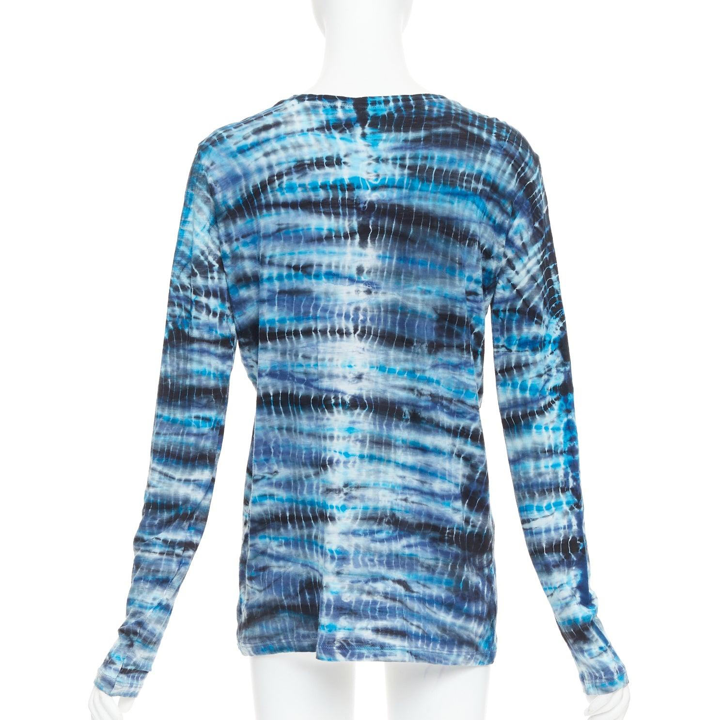 Women's PROENZA SCHOULER Signature blue tie dye cotton long sleeve crew top M For Sale