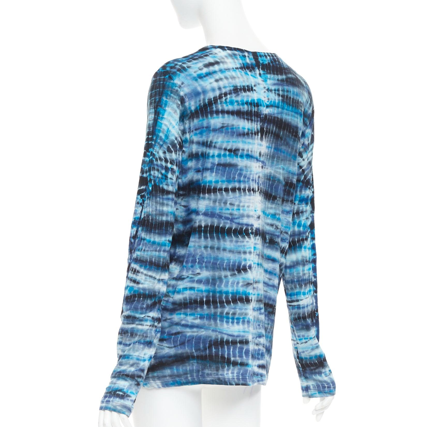PROENZA SCHOULER Signature blue tie dye cotton long sleeve crew top M For Sale 1