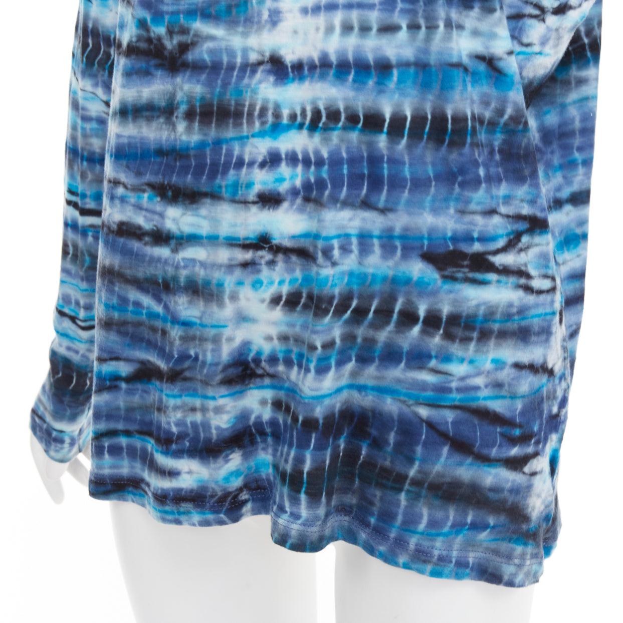 PROENZA SCHOULER Signature blue tie dye cotton long sleeve crew top M For Sale 2
