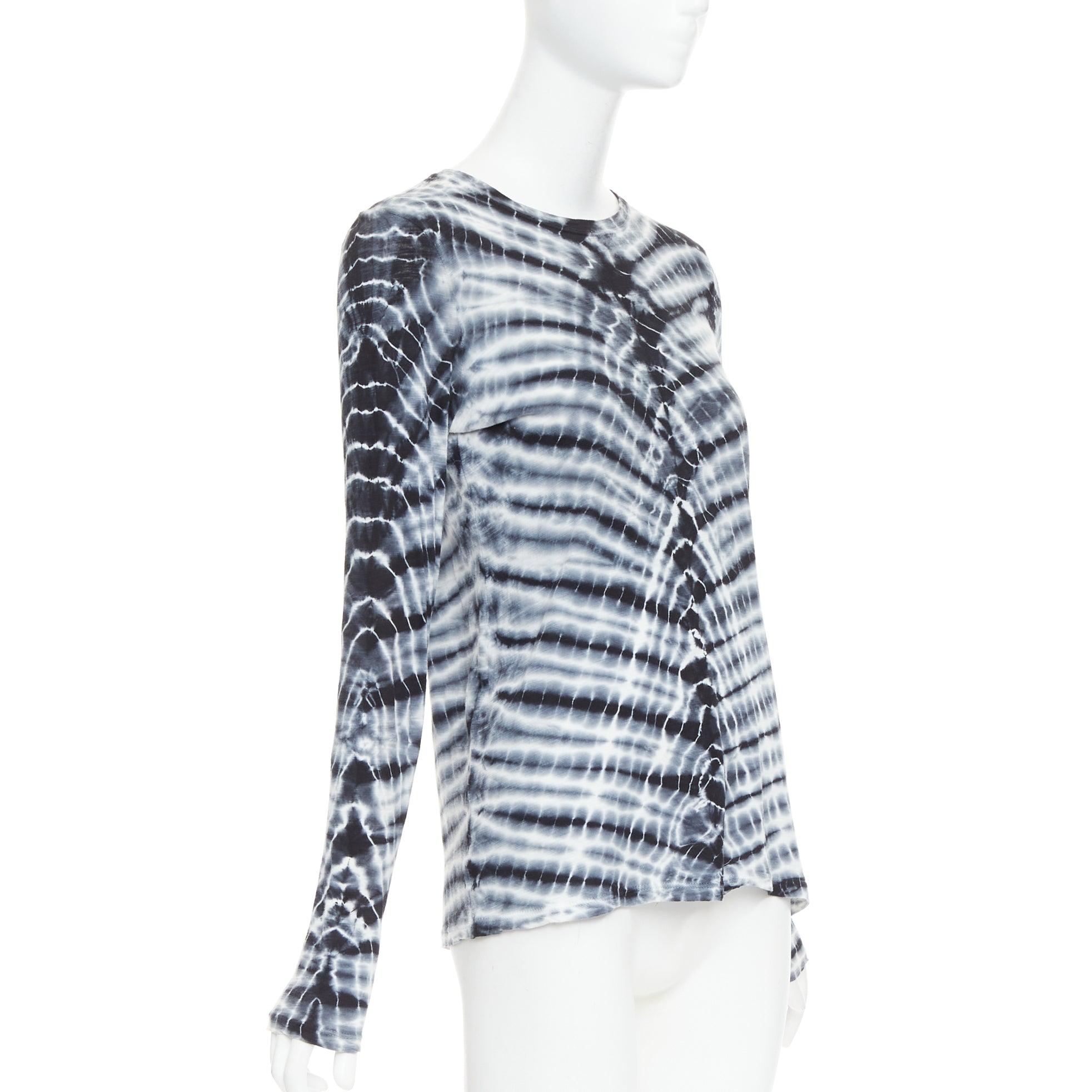 Gray PROENZA SCHOULER Signature grey blue tie dye cotton long sleeve crew top XS For Sale