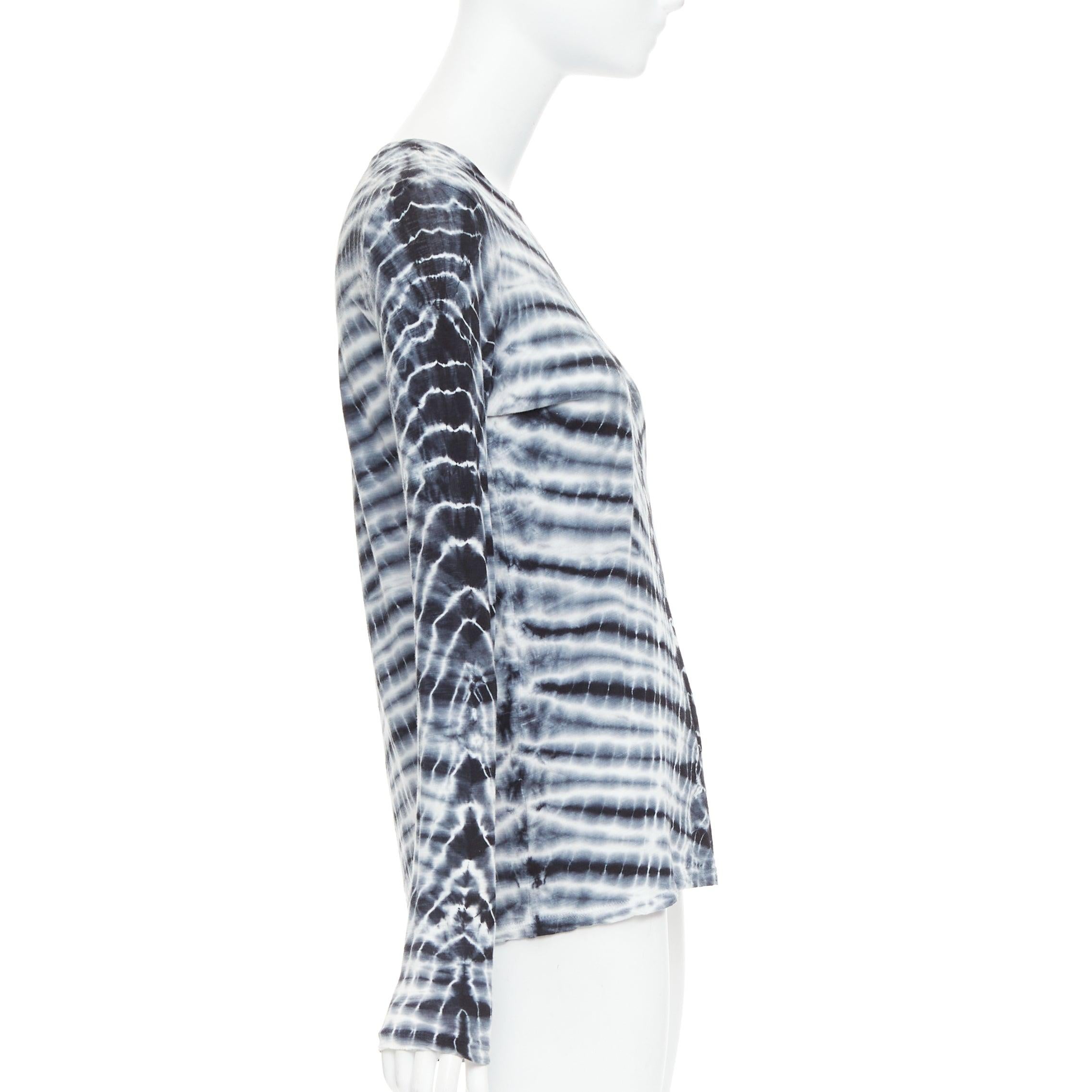 PROENZA SCHOULER Signature grey blue tie dye cotton long sleeve crew top XS In Excellent Condition For Sale In Hong Kong, NT