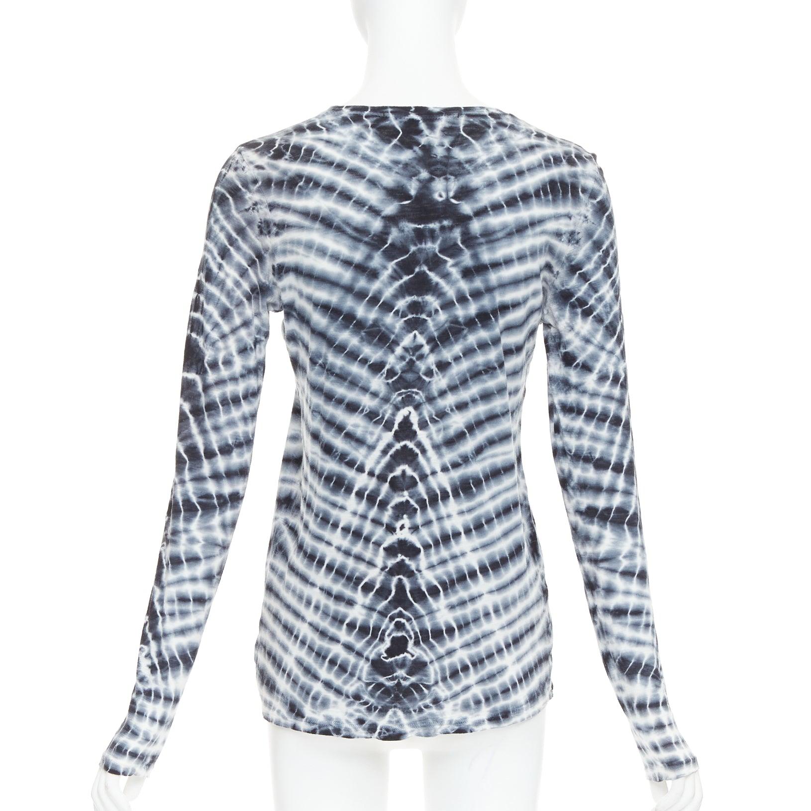 Women's PROENZA SCHOULER Signature grey blue tie dye cotton long sleeve crew top XS For Sale