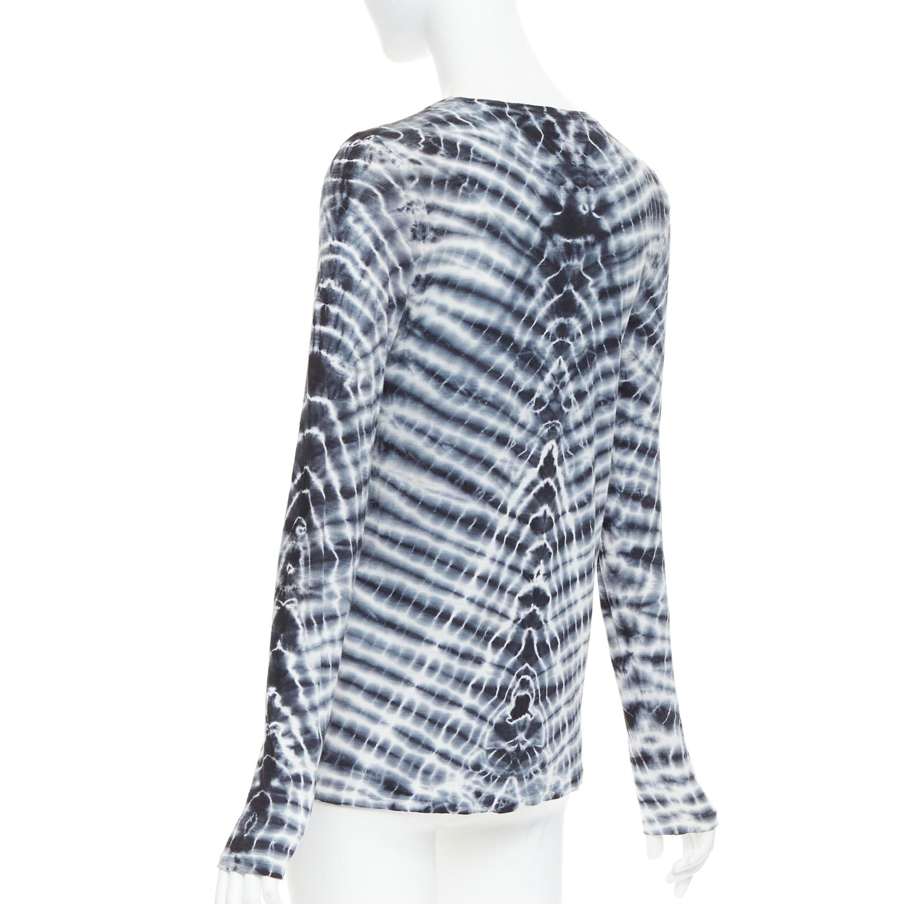 PROENZA SCHOULER Signature grey blue tie dye cotton long sleeve crew top XS For Sale 1